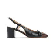 [Valentino Garavani] Valentino Garavani-Black Leather Valet Du Roi T.60 Sling Back-Donna 36 IT