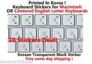 10pc Korean Black Transparent keyboard Sticker for Mac or Centered Windows