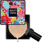 Mushroom Head Air Cushion CC Cream Flawless Foundation, Moisturizing Matte Concealer Makeup Base Long Lasting BB Cream with Mushroom Makeup Sponge (Natural)