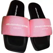 Alexander Wang Flat Slides Sandals Bubblegum Nylon Pink Mules Shoes 39