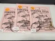 3 NJ Hand Tied Bunker Chunk 3-Way Striped Bass 10/0 Inline Circle Hook Rigs