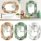 Polyhedral Wall Mirror Beveled Edging Mirrored Clocks Accent Decor Brown Silver