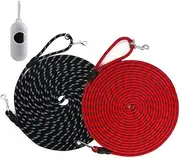 2Pcs Long Rope Leash for Dog Training, BetterJonny 15FT Heavy Duty Dog Leash Tie-Out Cable, Reflective Nylon Dog Traction Rope for Large Medium Small Dogs Playing, Camping, Outside Walking or Backyard