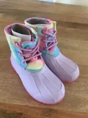 Sperry Port Boot Rain Weather Duck Boots Size 9M Tie Dye Girls