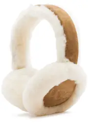 Ugg Shearling Trimmed Suede Earmuffs, Hats, Beige, Shearling Trims One Size