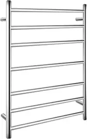 Electric Heated Towel Rack Wall Mounted Towel Rail 7 Bars Round (Chrome)