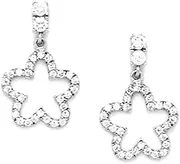[JewelryWeb] 14k White Gold CZ Simulated Diamond Star Drop Screw Back Earrings 17x11mm Stud Earring for Women