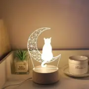 Led Sleep Lights Acrylic Table Lamp Moon Cat Figure Nightlight Holiday
