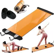 Slide Board Sports Sliding Mat Fitness Glide Plate for Ice Hockey Roller Skating Leg Exercise Core Training Workout Board Abdominal Plank Training Mat Yellow 1.6m*0.5m