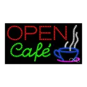 NEW “OPEN CAFE" LOGO 32x17 SOLID/ANIMATED LED SIGN W/CUSTOM OPTIONS 20672