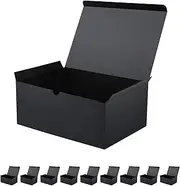 MALICPLUS 10 Matte Black Gift Boxes With Lids 24x16.5x10 CM for Wedding, Party, Birthday, Groomsman Proposal - Light Gifts
