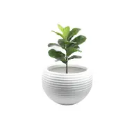 Sill & Sage White Striped Lightweight Indoor Pot 42cm Home Decor w/Matt Finished