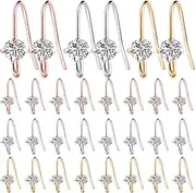 Hmjpng 30pcs 3 Colors French Diamonds Earring Hooks Brass Ear Wire Fish Hook Earrings Hypo-allergenic Elegant Dangle Earrings for DIY Jewelry Crafts Making Wedding Prom