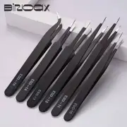 6PCS Precision Tweezers Set Anti-Static Steel Curved for Electronics & Jewelry