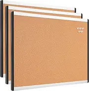 Amazon Basics Rectangular Cork board with Aluminum/Plastic Frame, 3pack, 58.42 CM x 43.18 CM, Brown