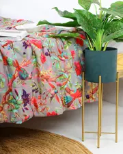 Linen Connections Vintage Handmade Kantha Floral Cotton Quilt Throw Bedspread Block Print Quilt Indian Quilt Comforter Duvet Cover Quilt - 004
