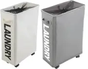 2PACK Laundry Basket with Wheels, Collapsible Slim Rolling Laundry Cloth Hamper