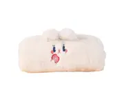 Pencil Case Portable Large Capacity Plush Student Rabbit Pattern Pencil Pouch for Dormitory-White