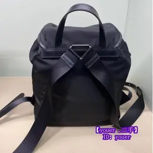 二手精品 Prada 普拉達 1BZ677 Backpack 黑色 小牛皮後背包 雙肩包