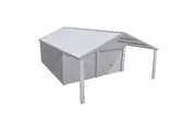 Stratco Domestic Gable Roof Shed Double Garaport 5.45 x 12.3 x 2.4m Gable End Roller Doo Zinc/Al