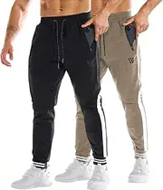 [ZENWILL] Men's 3-Zip Gym Track Pants,2 Pack Mesh Leg Casual Workout Sports Joggers Pants Athletic Running Sweatpants with Pockets