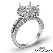 Halo Pave Semi Mount Platinum 1.4Ct Round Diamond Engagement Split Shank Ring