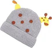 [CATIEBYE] 1Pc Winter Beanie Hat for Boy Girl and Boy Girl Comfortable Knitted Woolen Yarn Beanie Cute Giraffe Design for Outdoor Use and Keeping Warm Cold Weather Grey