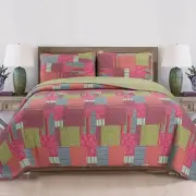Cozy Line Daleyza Patchwork 3- Piece Reversible Cotton Quilt Set