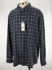 BARBOUR Navy Gray Tattersall ENDSLEIGH TWILL Tailored Fit Cotton Shirt XL NWT