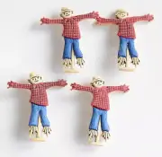 4 Scarecrow Shank Back Button Embellishments / Fall Harvest / Halloween