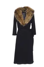 Detachable Fur Collar Dress--MART-MX6023FP-B