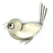 Vintage Signed Sterling Beau Detailed Chirping Sparrow Bird Modernist Pin Brooch