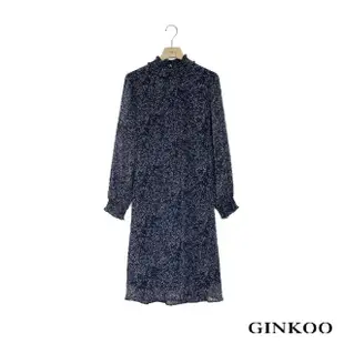 【GINKOO 俊克】彩點雪紡綁帶洋裝