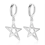 4PCS Copper Woman Jewelry Fashion Earrings Retro Water Drop Pentagram Hollow Earring