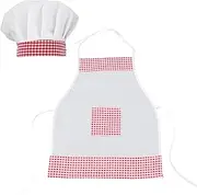 HJZHII 2PCS Grid Kids Apron, Newborn Baby Chef Photography Baby Cook Outfit Babys Girls Apron Costume with Adjustable Chef Hat for 8-24 Months Infant Photography Photo Memory