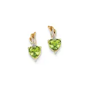 14k Yellow Gold Real Diamond u0026 Peridot Heart Post Earrings