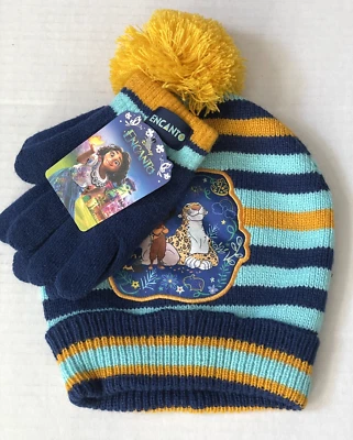 Disney Encanto Striped Hat and Gloves Todder Size OSFM Child 2 Pc Set NWT
