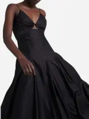 AJE Solstice Black Strappy Ring Midi Dress Size 10 BNWT