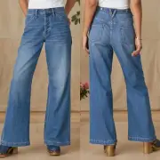 Sundance Coralie Wide Leg Jeans Size 30 Button Fly Trousers Medium Wash
