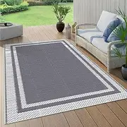 DAWNTREES Extra Large Waterproof Outdoor Rug for Patio, 274×366cm Reversible Mat – Plastic Camping Rug for RV, Porch, Deck, Camper, Balcony, Backyard. (Airplane Frame, 274×366cm)
