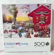 Charles Wysocki Whistlestop Christmas 500 Pc Puzzle By Buffalo NEW SEALED