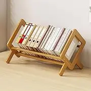 Hbluefat Desktop Wooden Book Rack, Small Bookshelf Organizer, Tabletop Mini Bookcase (Wood)