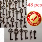 Lot Of 48 Vintage Style MINIATURE Keys Antique Skeleton Cabinet Old Lock Jewelry