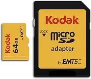 Kodak MicroSDXC 64GB Class 10 U3, 4K Memory Card up to 95MB/s w/Adaptor