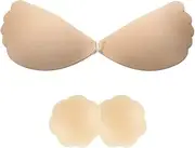 [FFWTPY] Strapless Bras Invisible Adhesive Stick on Bra Silicone Backless Sticky Bra Push Up Bra Comfortable Cup Bra &2Pcs Nipple Covers Reusable Freedom Bra