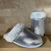 UGG SCUFFETTE II MIRROR BALL WOMEN SLIPPERS SILVER SIZE US 7 WOMEN