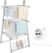 Maxkon Foldable Heated Electric Clothes Drying Rack 3 Tier Electric Dryer Shoes Airer Home Heating Dry Racks Folding Standing Dryer Silver