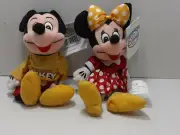 The Disney Store - 8" Mini Bean Bag Plush - Mickey and Minnie Mouse