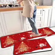 Set of 2 Pieces Christmas Kitchen Rugs Floor Mats Kitchen Backing Area Rugs Xmas Door for Kitchen Home Christmas Decor