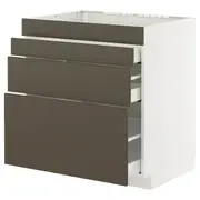 METOD / MAXIMERA base cab f hob/4 fronts/3 drawers, white/Havstorp brown-beige, 80x60x80 cm